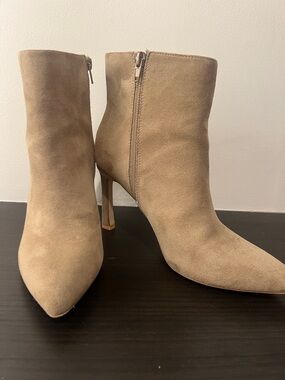 Oasis Society High Heel Taupe Suede Pointed Toe Ankle Boots 8.5